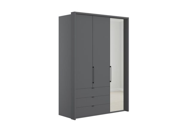 Emden 3 Door 3 Drawers On Left Hinged Mirrored Wardrobe