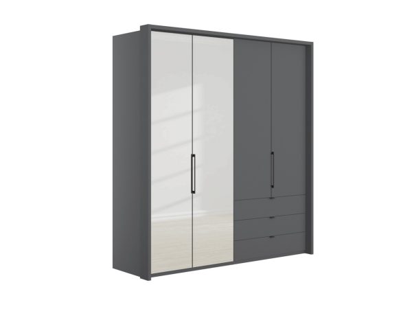 Emden 4 Door 3 Drawers On Right Hinged Mirrored Wardrobe