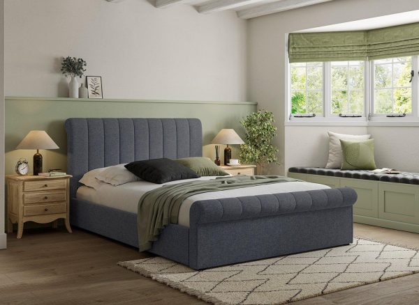 Sandy Upholstered Ottoman Bed Frame 40 Small Double Blue