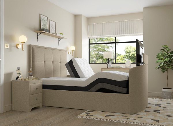 Hopkins Sleepmotion Adjustable Ottoman TV Bed 60 Super King Cream