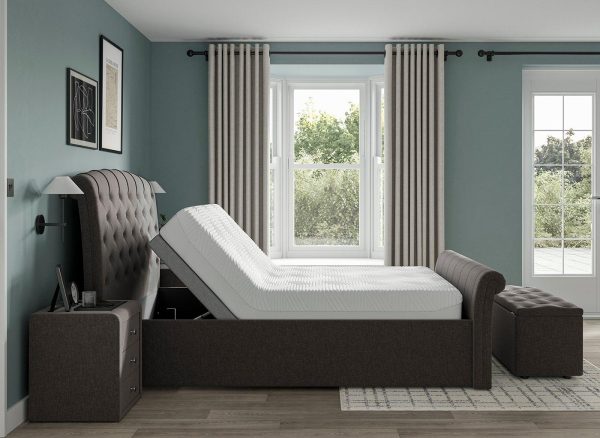 Paris Sleepmotion Adjustable Upholstered Bed Frame 46 Double Grey