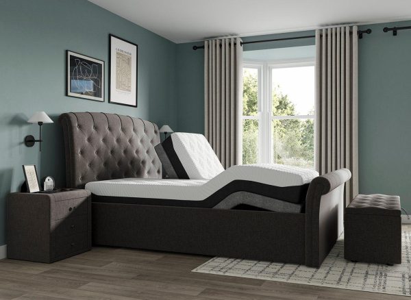 Paris Sleepmotion Adjustable Upholstered Bed Frame 50 King Grey