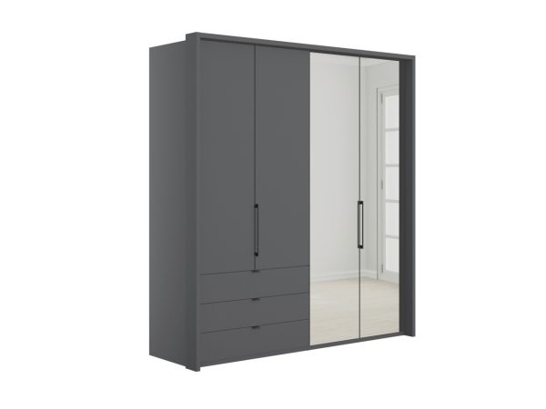 Emden 4 Door 3 Drawers On Left Hinged Mirrored Wardrobe