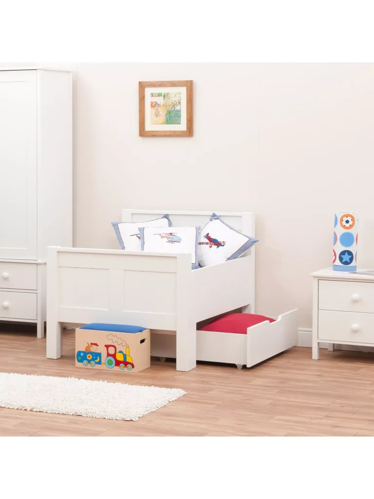 Stompa Classic Kids Starter Bed with Mattress Drawer White