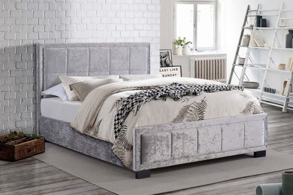 Birlea Hannover Steel Crushed Velvet Fabric Bed King Size