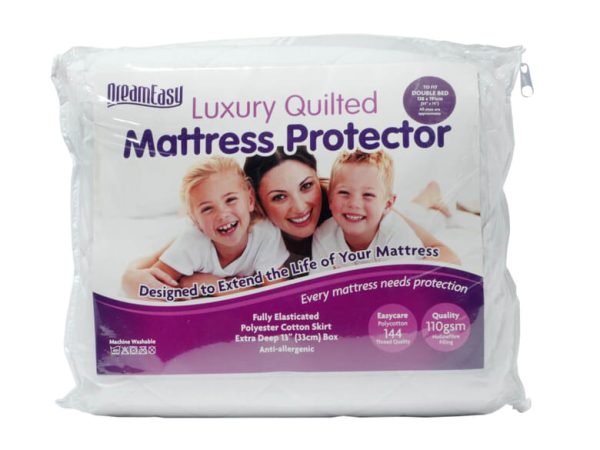 DreamEasy Luxury Quilted Mattress Protector Double