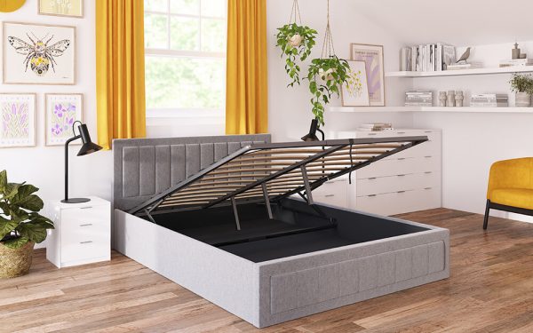 Novo Lottie Fabric Ottoman Bed Frame Double Grey