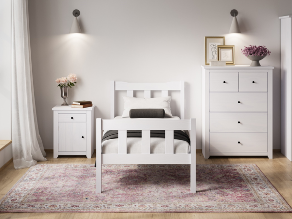 LPD Furniture Havana Single White Wooden Bed