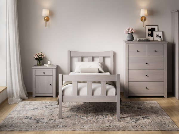 LPD Furniture Havana Single Grey Wooden Bed