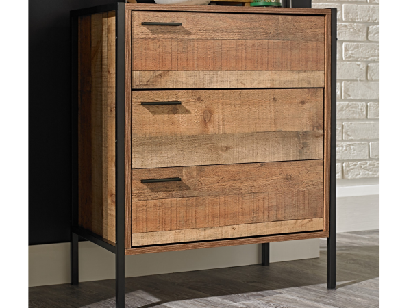 LPD Furniture Hoxton 3 Drawer Chest Hoxton Oak Drawer Chest