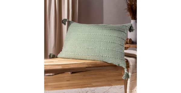 Textured Tassel Cushion Eucalyptus