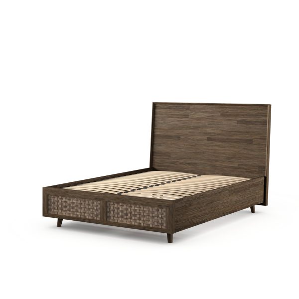 Jensen Bed Dark Wood Rattan King