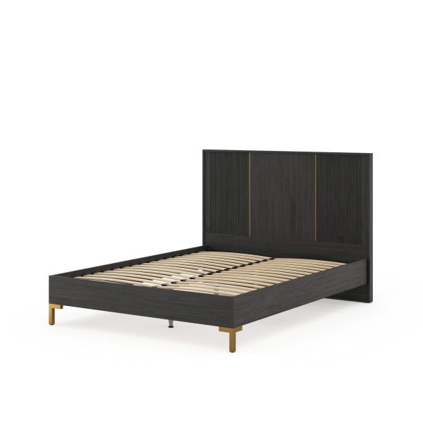 Camber Bed Charcoal Grey Wood Super King