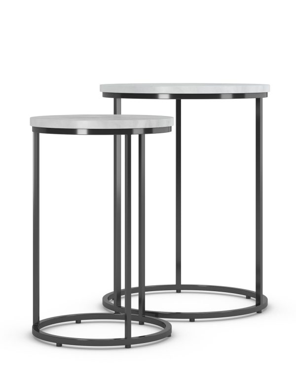 MS Collection Farley Round Nest of Tables White Mix White Mix