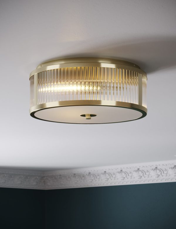 MS Collection Monroe Flush Light Polished Brass Polished Brass