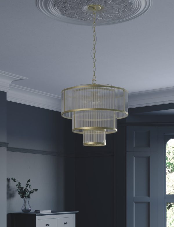 MS Collection Monroe Tiered Chandelier Gold Gold