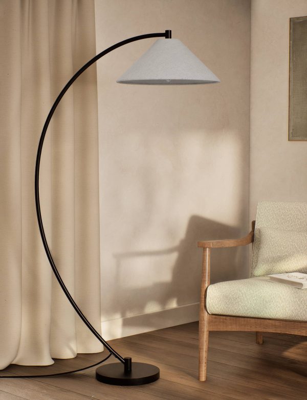 MS Collection Andie Curved Floor Lamp Black Antique BrassBlack