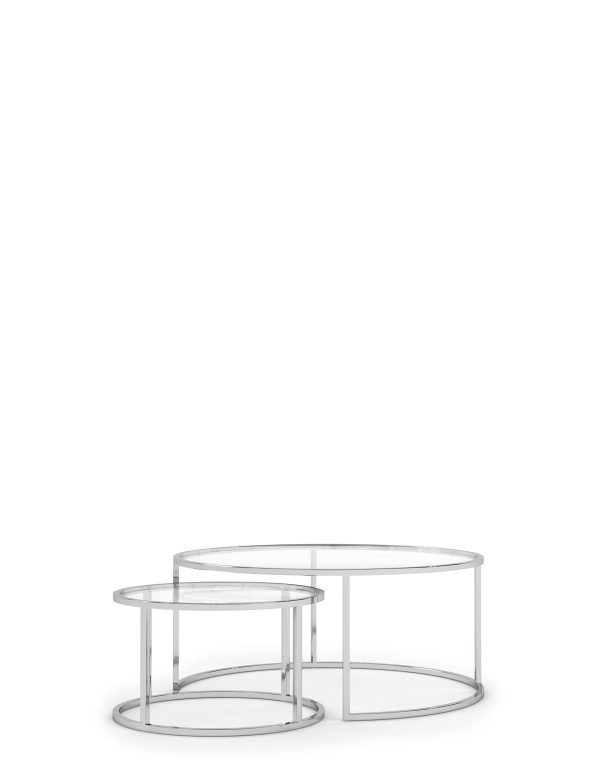 MS Collection Milan Nesting Coffee Tables Chrome BlackChrome