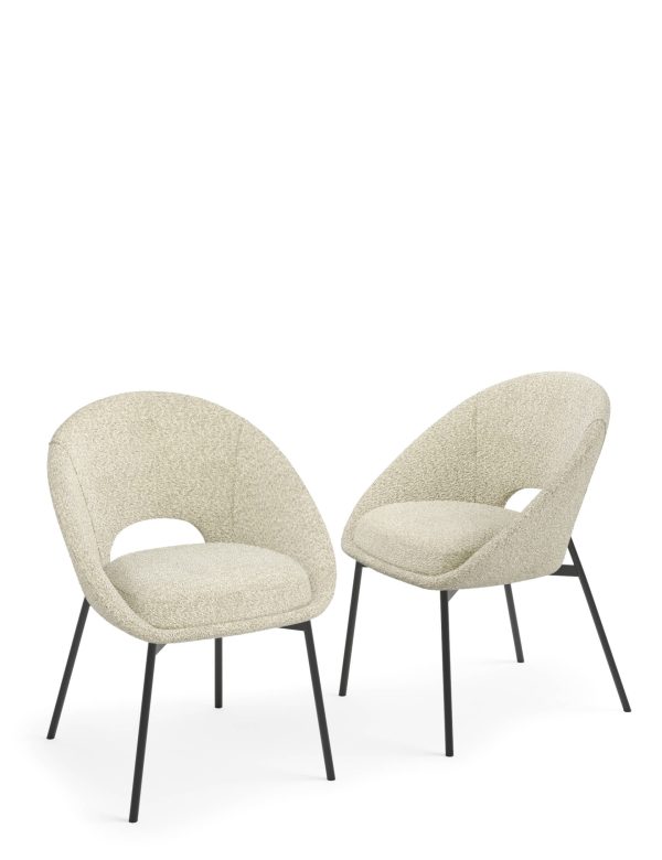 MS Collection Set of 2 Curve Dining Chairs Soft White Soft WhiteForest Green