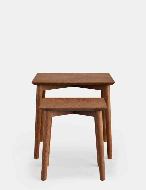 MS Collection Monroe Nesting Side Tables Walnut Walnut