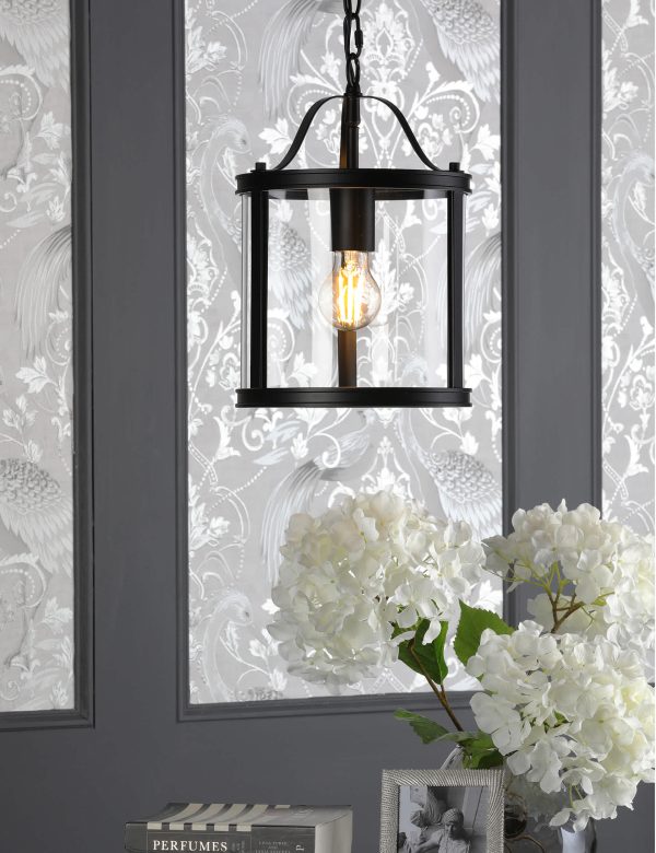 Laura Ashley Harrington Metal Pendant Light Black Black