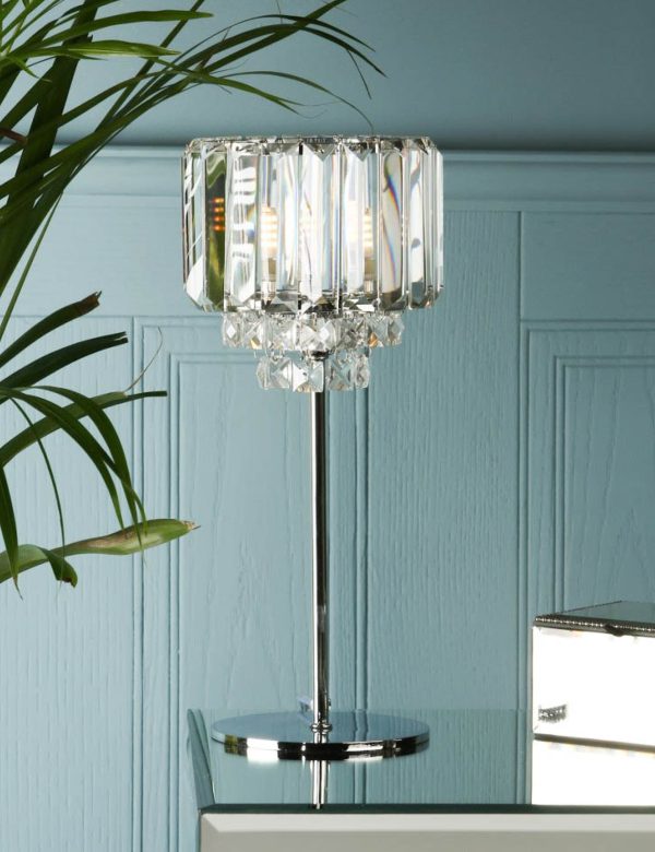 Laura Ashley Vienna Crystal Table Lamp Silver Silver