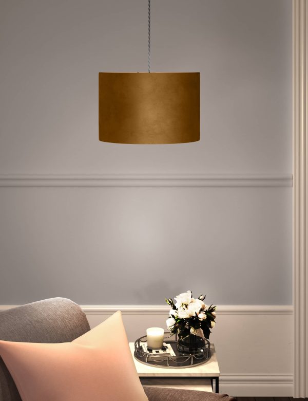 MS Collection Velvet Oversized Ceiling Lamp Shade Ochre LatteBlushOchreNavyIvoryGrey