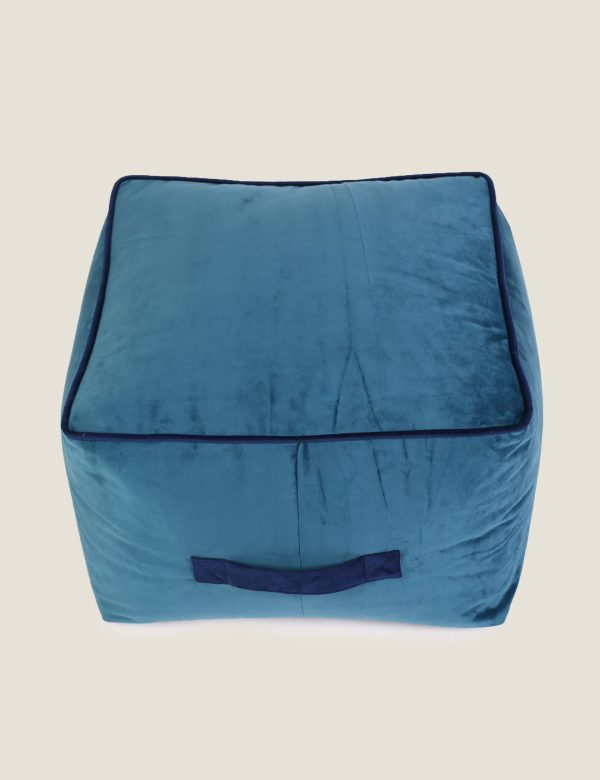 Kaikoo Velvet Square Pouffe Teal Teal