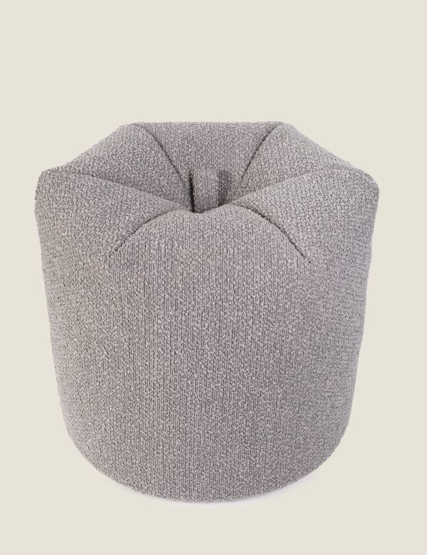 Kaikoo Textured Bouclé Round Beanbag Grey Grey