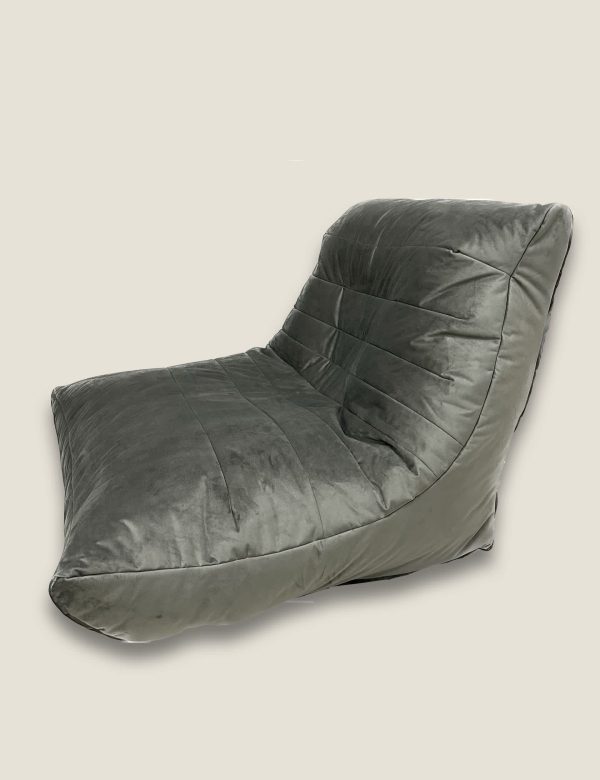 Kaikoo Grey Velvet Beanbag Chair Grey