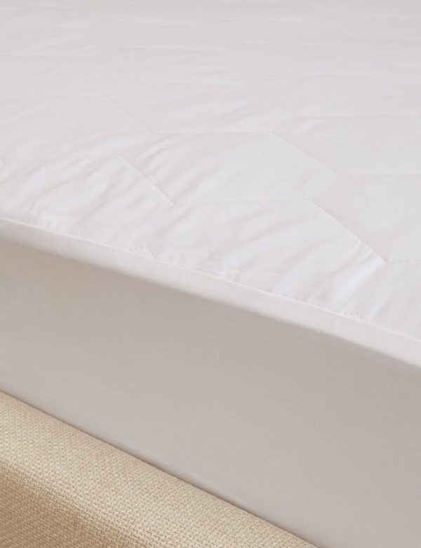 MS Collection Pure Cotton Mattress Protector DBL White White