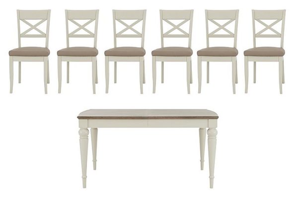 Furnitureland Annecy Large Extending Dining Table and 6 Cross Back Chairs