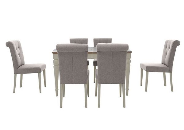 Furnitureland Annecy Extending Dining Table with 6 Upholstered Chairs