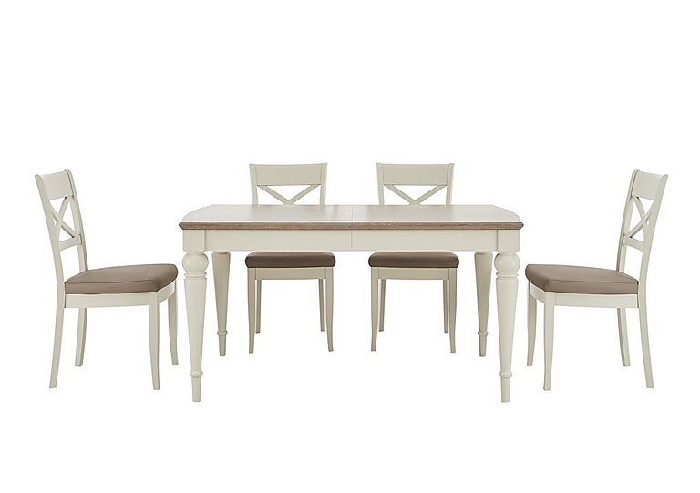 Furnitureland Annecy Large Extending Dining Table and 4 Cross Back Chairs