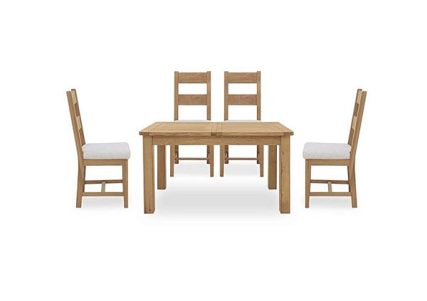 Augusta Small Rectangular Extending Dining Table and 4 Wooden Ladderback Chairs