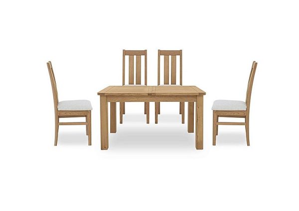 Augusta Small Rectangular Extending Dining Table and 4 Wooden Slatted Back Chairs