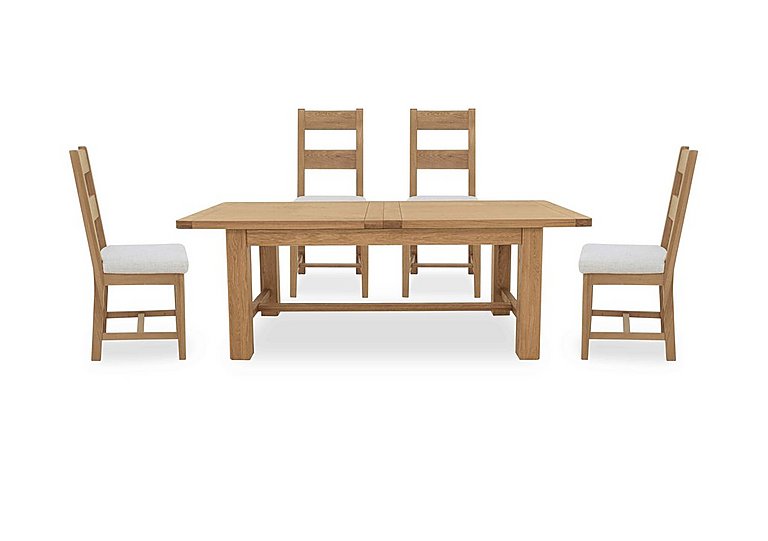 Augusta Large Rectangular Extending Dining Table and 4 Wooden Ladderback Chairs