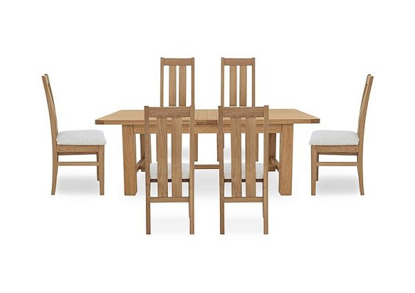 Augusta Large Rectangular Extending Dining Table and 6 Wooden Slatted Back Chairs