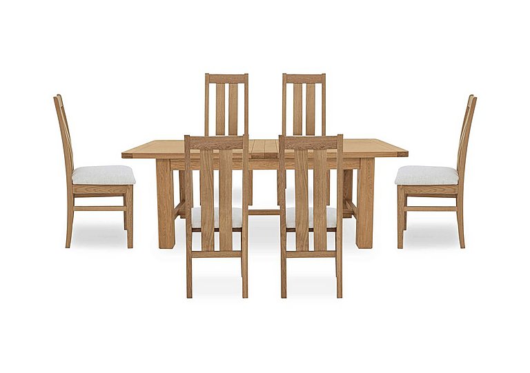 Augusta Large Rectangular Extending Dining Table and 6 Wooden Slatted Back Chairs