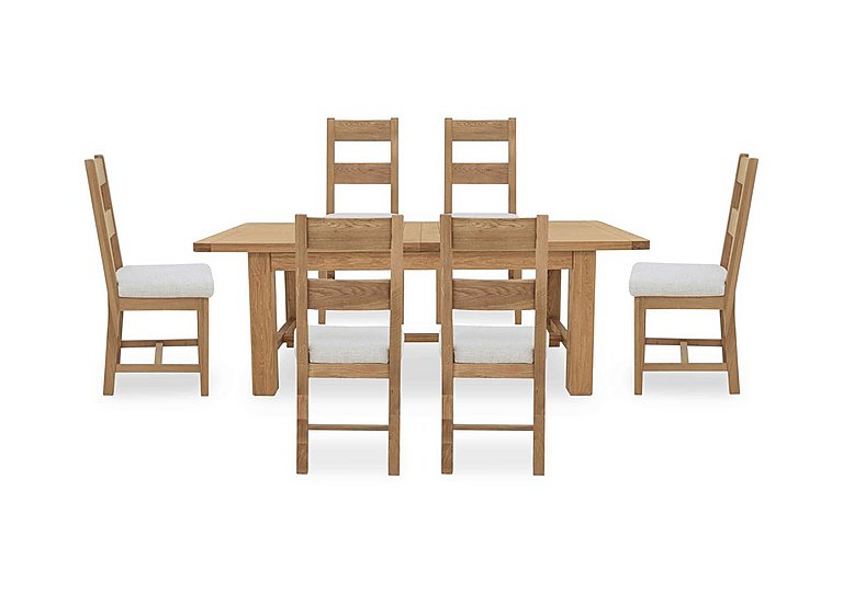 Augusta Large Rectangular Extending Dining Table and 6 Wooden Ladderback Chairs