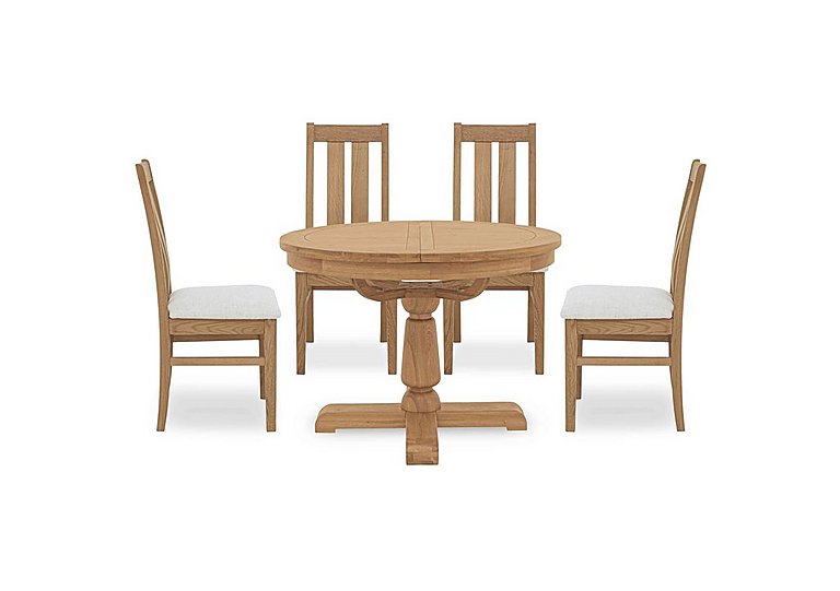 Augusta Round Extending Dining Table and 4 Wooden Slatted Back Chairs