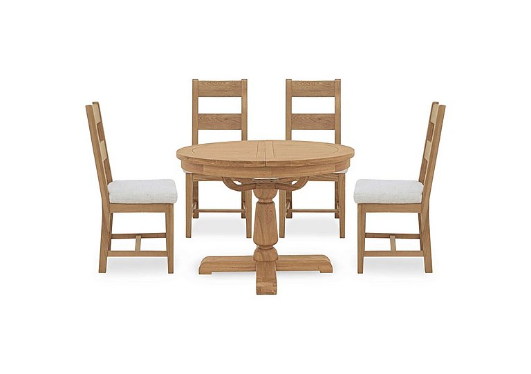 Augusta Round Extending Dining Table and 4 Wooden Ladderback Chairs