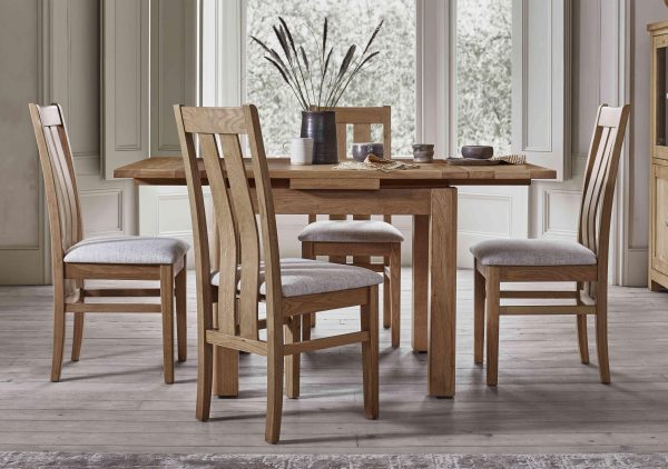 Augusta Draw Leaf Extending Dining Table and 4 Wooden Slatted Back Chairs