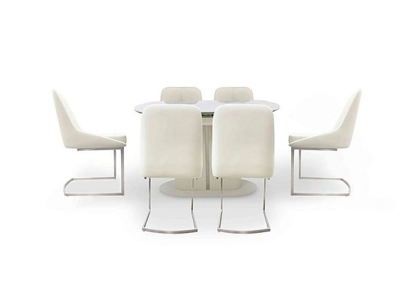 Avorio Swivel Extending Dining Table and 6 Cantilever Chairs Set