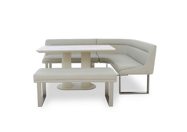 Avorio Fixed Dining Table Low Bench and Right Hand Facing Corner Bench Set