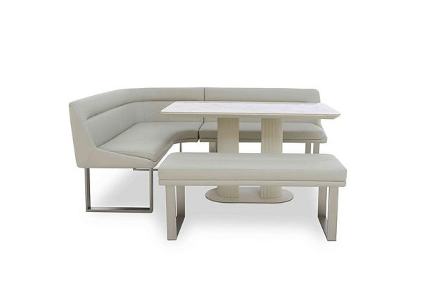 Avorio Fixed Dining Table Low Bench and Left Hand Facing Corner Bench Set