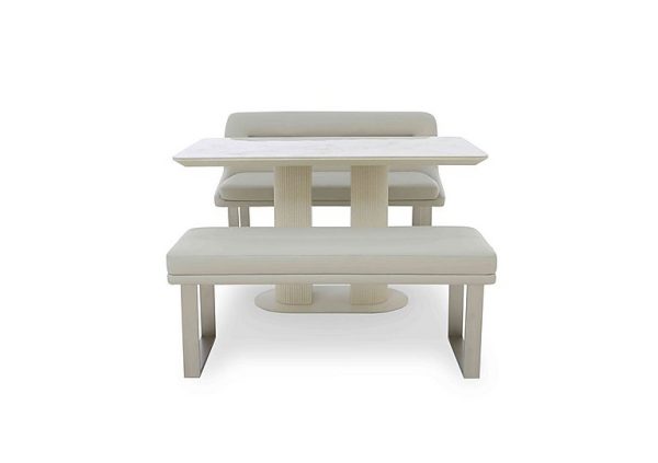 Avorio Fixed Dining Table High Back Bench and Low Bench Set