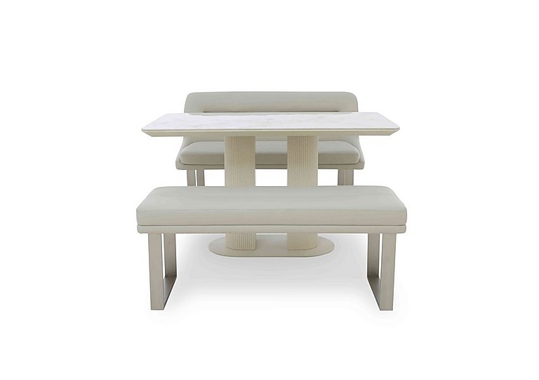 Avorio Fixed Dining Table High Back Bench and Low Bench Set