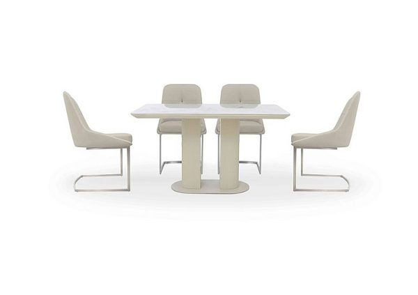 Avorio Fixed Dining Table and 4 Cantilever Chairs Set