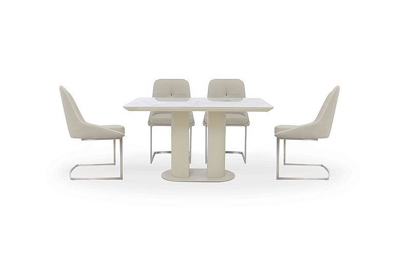 Avorio Fixed Dining Table and 4 Cantilever Chairs Set